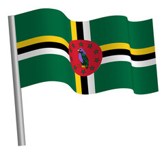 Dominican flag waving on a pole