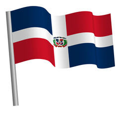 Flag dominican republic waving on a pole