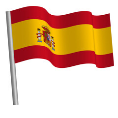 Flag of Spain waving on a pole