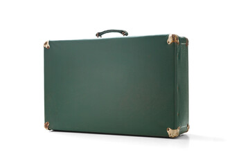 Old vintage suitcase on white background, including clipping path