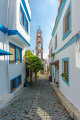 Bozcaada streets view. Bozcaada is populer tourist attraction in Aegean Sea.