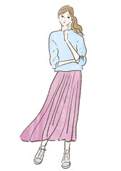 Illustration vector of a young woman thinking