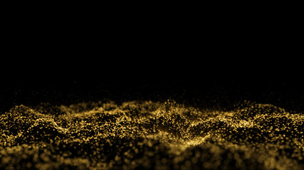 Particle background Sparkling gold Has a bright shine Sparkling, beautiful, glowing Brightness of abstract in wave motion In space and universe