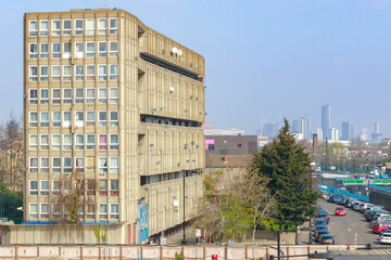 Old council housing block, Robin Hood Gardens, in East London