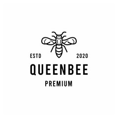 Queen Bee Monoline premium Vector Logo illustration design