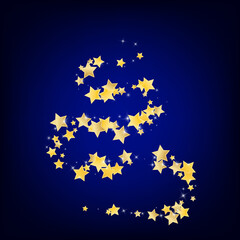 Yellow Effect Stars Vector Blue Background. 