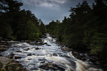 The Falls of Dochart at dusk, Killin, Highlands, Scotland
