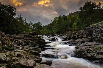 The Falls of Dochart at dusk, Killin, Highlands, Scotland