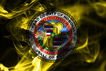 Honolulu city smoke flag, Hawaii State, United States Of America