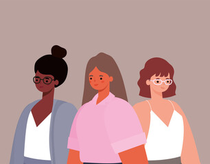 three businesswomen cartoons vector design