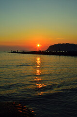Fototapeta premium 逗子海岸 富士山 夕焼け 神奈川県逗子市逗子海岸の風景