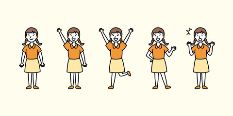 Naklejka premium いろんなポーズの女の子C-1