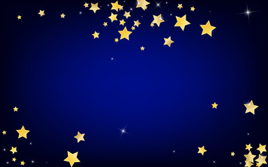 Golden Holiday Stars Vector Blue Background. 