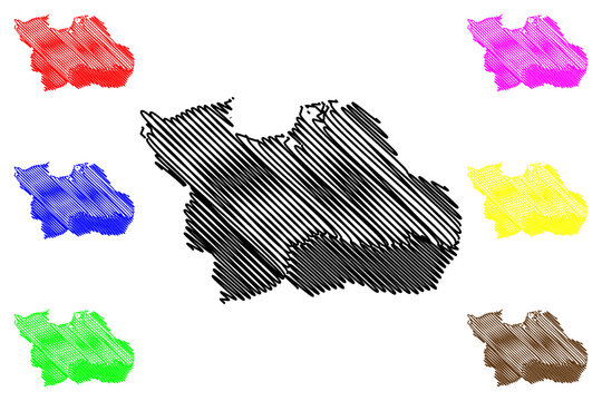 Surabaya City (Republic of Indonesia, Java island) map vector illustration, scribble sketch City of Surabaya map