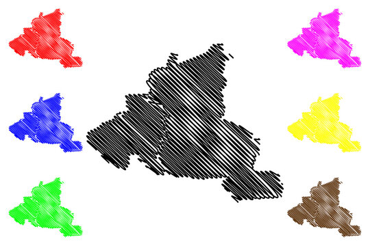 Tangerang City (Republic of Indonesia, Java island) map vector illustration, scribble sketch City of Tangerang map
