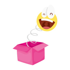 crazy emoji face in surprise box fools day