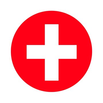 medical white Cross symbol in a red circle Stock Illustration 