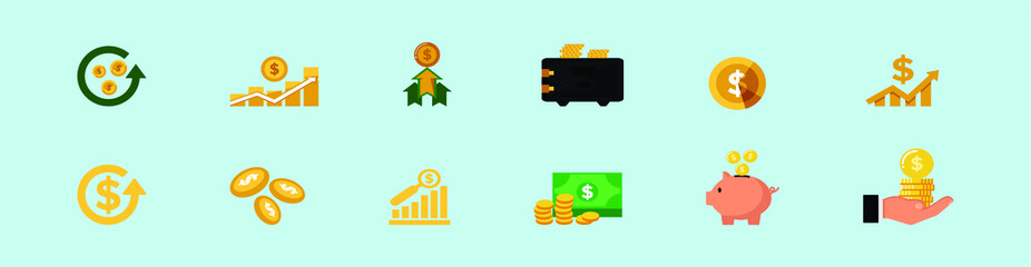 set of finance cartoon icon design template with various models. vector illustration
