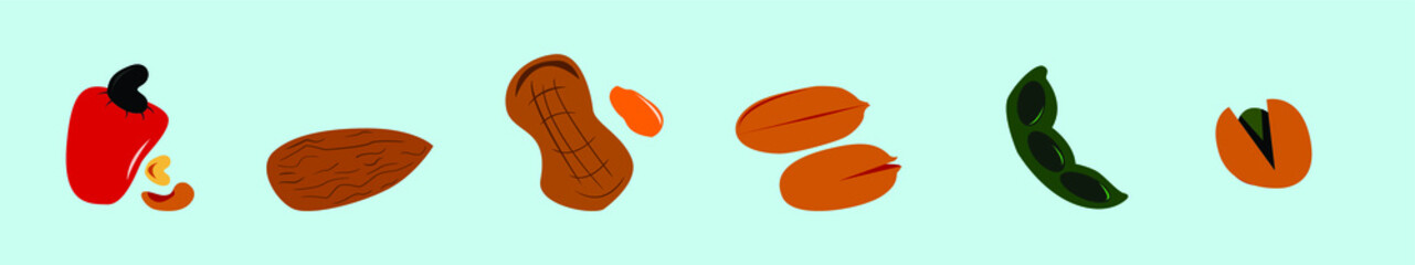 set of nuts seeds cartoon icon design template with various models. vector illustration