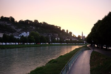 sunset over the river, Salzburg 