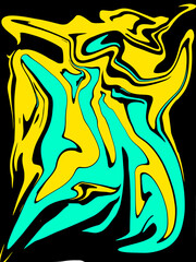 yellow and light blue abstract watercolor luxury pattern fluid liquid light color on black.