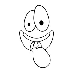 crazy emoji face with tongue out fools day line style icon