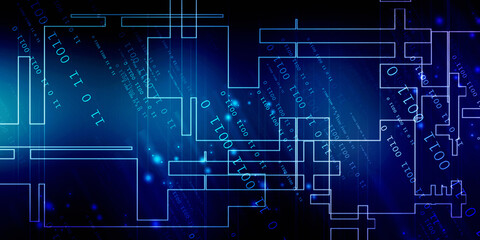 Fototapeta premium 2d illustration abstract digital binary data on computer screen 