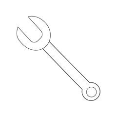 Wrench line icon. llustration for repair theme, doodle style