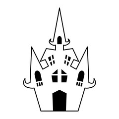 halloween haunted dark castle line style icon
