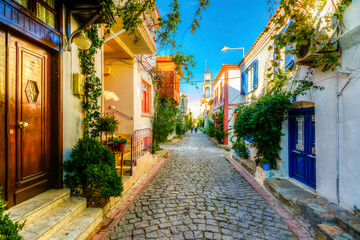 Bozcaada streets view. Bozcaada is populer tourist attraction in Aegean Sea.