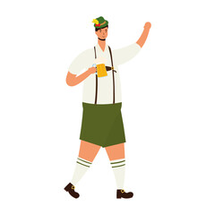 Fototapeta na wymiar german man wearing tyrolean suit drinking beer character