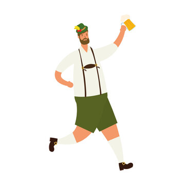 german man wearing tyrolean suit drinking beer
