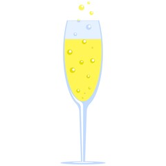 Vector illustration, isolated glass of champagne on a white background. Simple flat style. Logo concept.