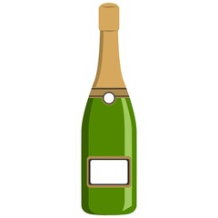 Vector illustration, isolated bottle of champagne on a white background. Simple flat style. Logo concept.
