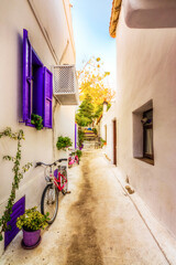 Bozcaada streets view. Bozcaada is populer tourist attraction in Aegean Sea.