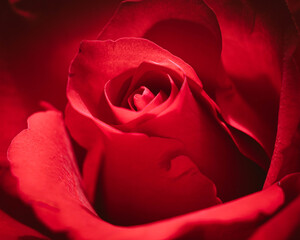 A soft close up of a red rose.