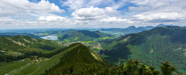 Fototapeta na wymiar Lookout Point Brecherspitz towards Schliersee Bavarian Alps, Germany
