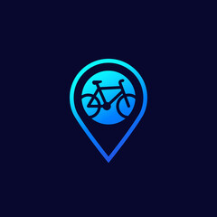 Marker with a bike, vector