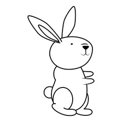 easter little rabbit standing pose character line style icon