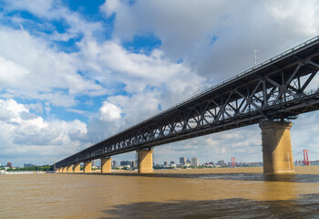 Wuhan city skyline scenery in summer, Hubei, China