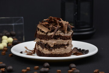piece of chocolate cake with chocolate