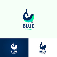 Unique blue whale logo icon design concept