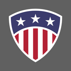 United States of America USA flag shield icon logo vector illustration. Independence Day. 4th of July. Presidential Election