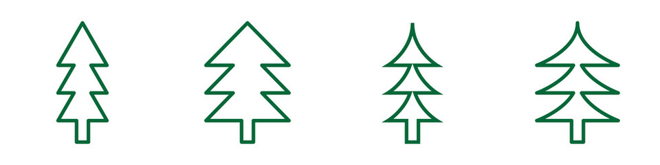 Iconos del árbol de Navidad. Conjunto. Ilustración vectorial estilo lineas 