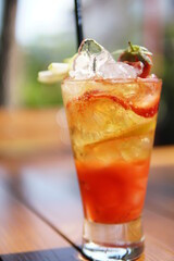 cocktail with ice and lemon