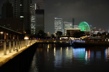 Night view of "Yokohama Minato Mirai" in Kanagawa Prefecture, Japan