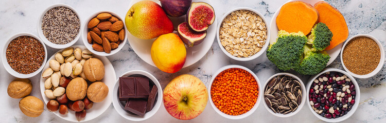 Products rich in fiber. Healthy diet food.