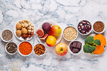 Products rich in fiber. Healthy diet food.
