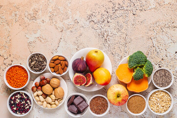 Products rich in fiber. Healthy diet food.