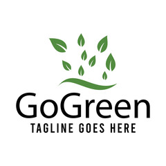Fototapeta premium Nature leaf go green logo icon vector template.